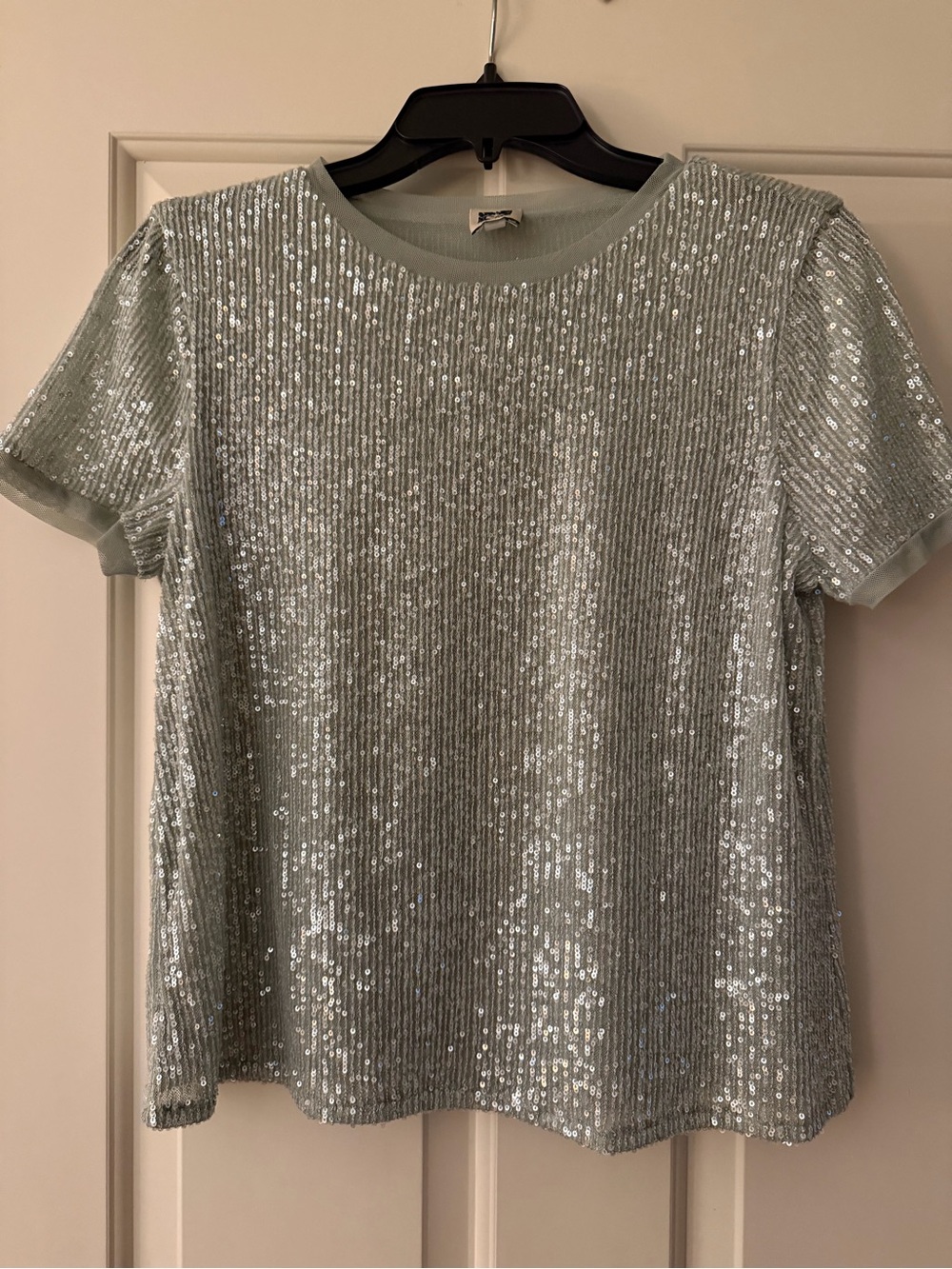Anne Klein Mint Sequin Short-Sleeve Top